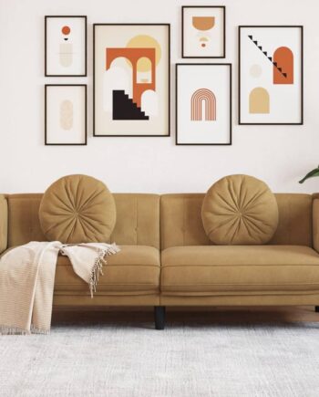 Personers Sofa Med Hynder Imiteret Ruskind Brun