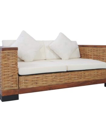 Personers Sofa Med Hynder Naturlig Rattan Brun