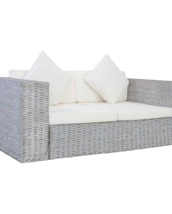 Personers Sofa Med Hynder Naturlig Rattan Grå