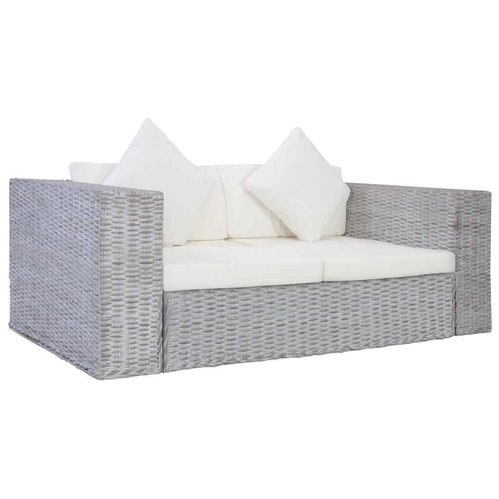 Personers Sofa Med Hynder Naturlig Rattan Grå