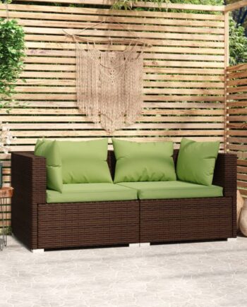 Personers Sofa Med Hynder Polyrattan Brun