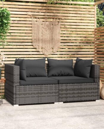 Personers Sofa Med Hynder Polyrattan Grå