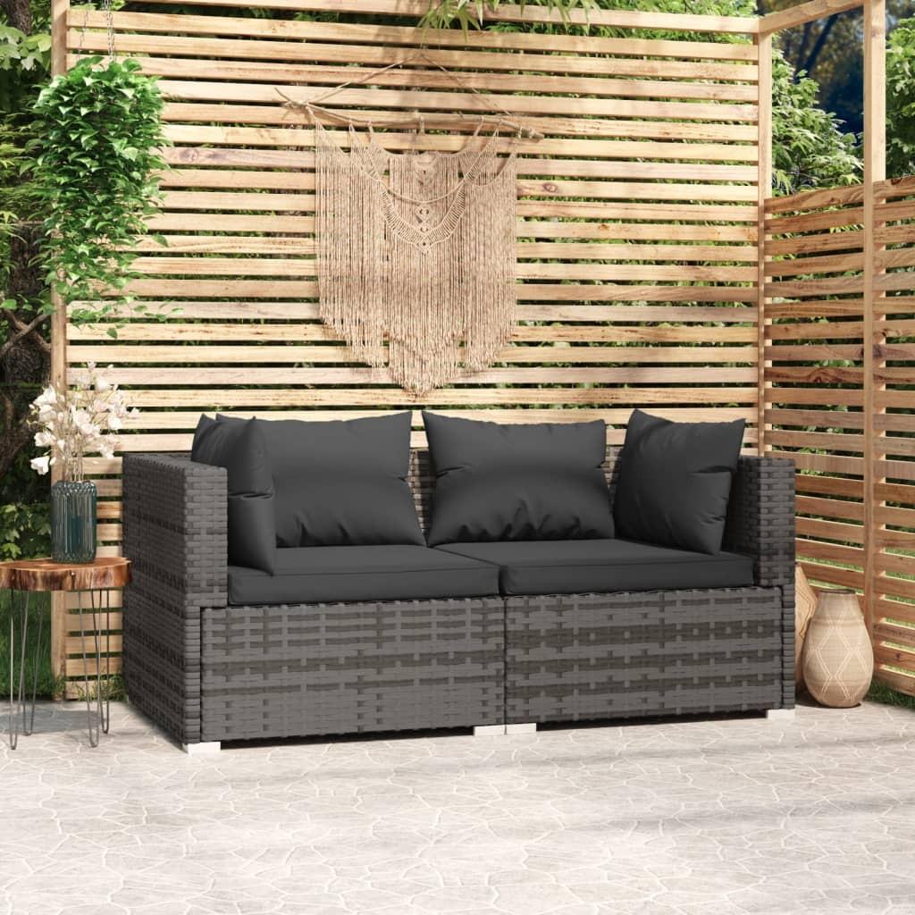 Personers Sofa Med Hynder Polyrattan Grå