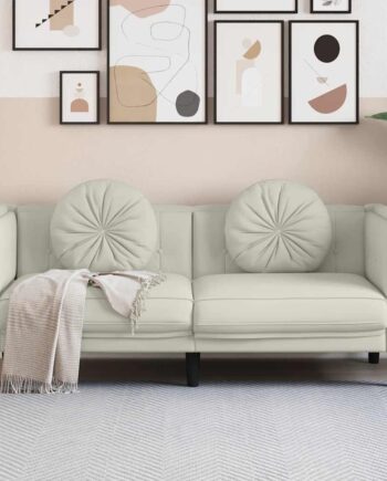 Personers Sofa Med Hynder Velour Cremefarvet