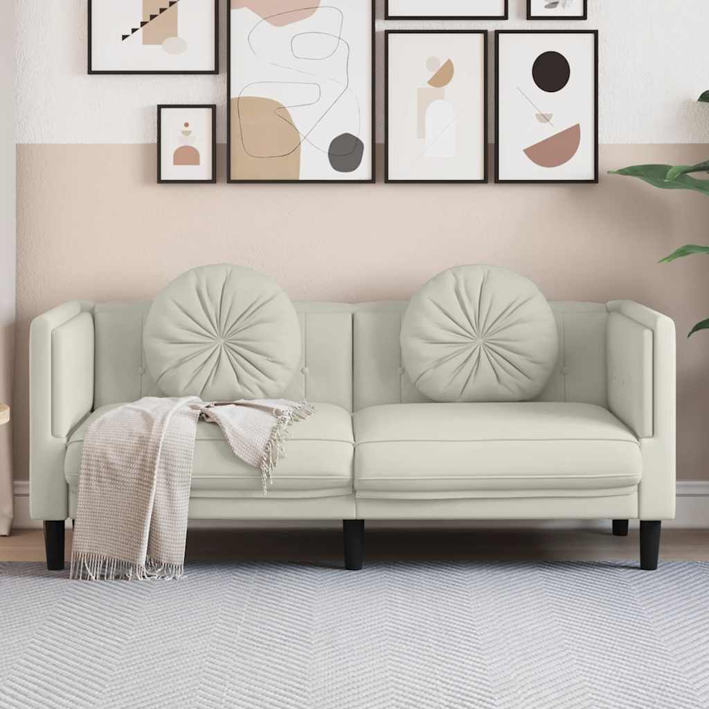 Personers Sofa Med Hynder Velour Cremefarvet