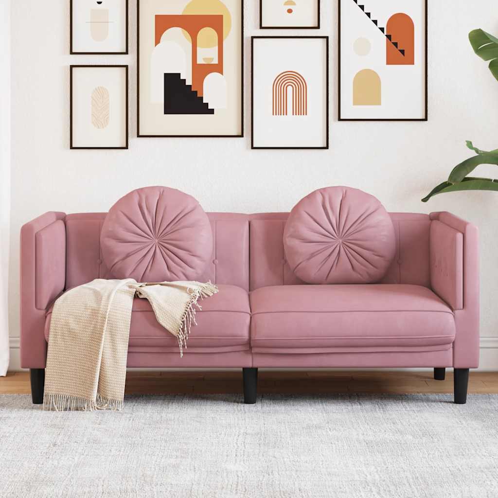 Personers Sofa Med Hynder Velour Lyserød