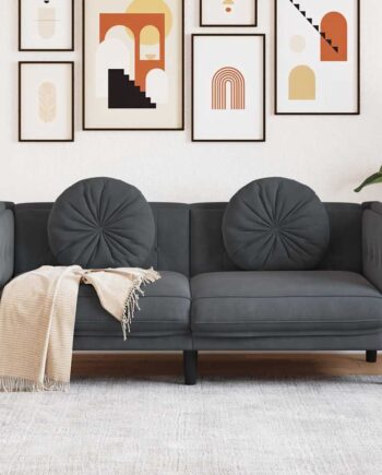 Personers Sofa Med Hynder Velour Mørkegrå