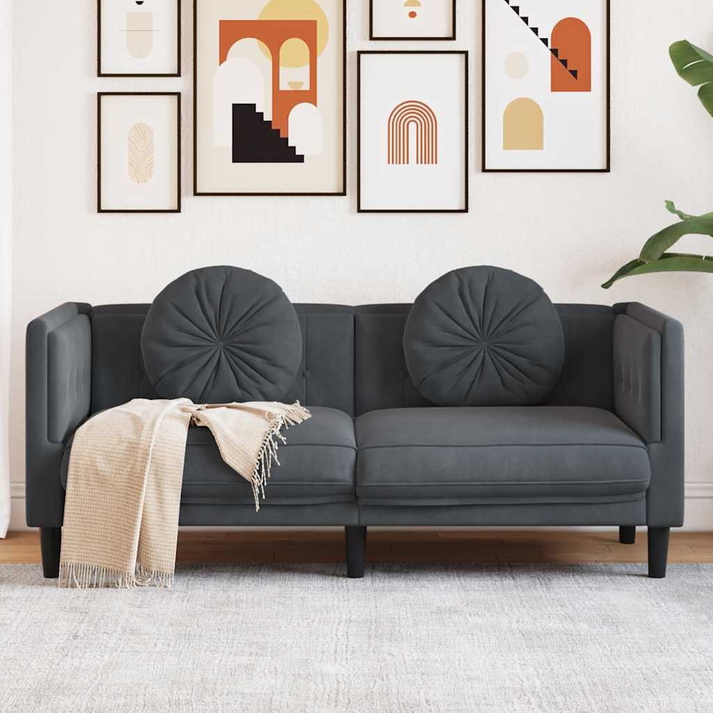 Personers Sofa Med Hynder Velour Mørkegrå