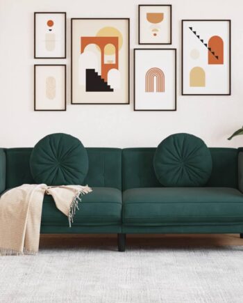 Personers Sofa Med Hynder Velour Mørkegrøn