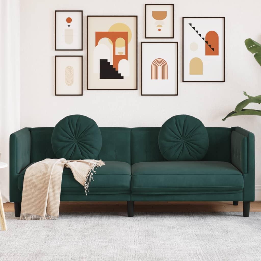 Personers Sofa Med Hynder Velour Mørkegrøn
