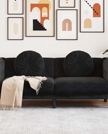 Personers Sofa Med Hynder Velour Sort