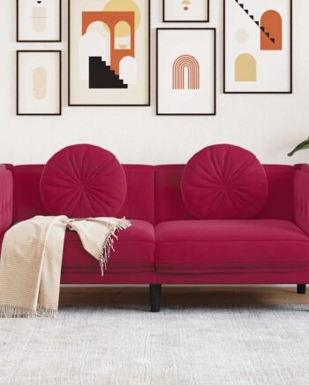 Personers Sofa Med Hynder Velour Vinrød