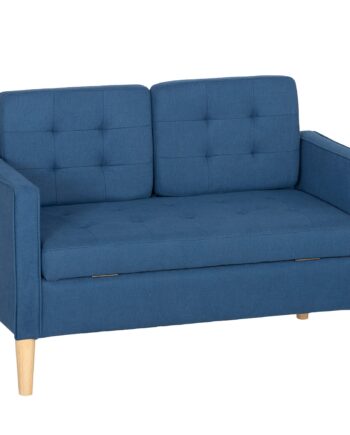 Personers Sofa Med Opbevaring Knapsyet Kant Hynder Gummitræ 117x62x78 Blå