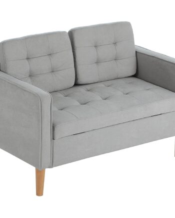 Personers Sofa Med Opbevaring Knapsyninger Hynder Gummitræ 117x62x78cm Lysegrå