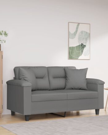 Personers Sofa Med Puder 120 Mikrofiberstof Mørkegrå