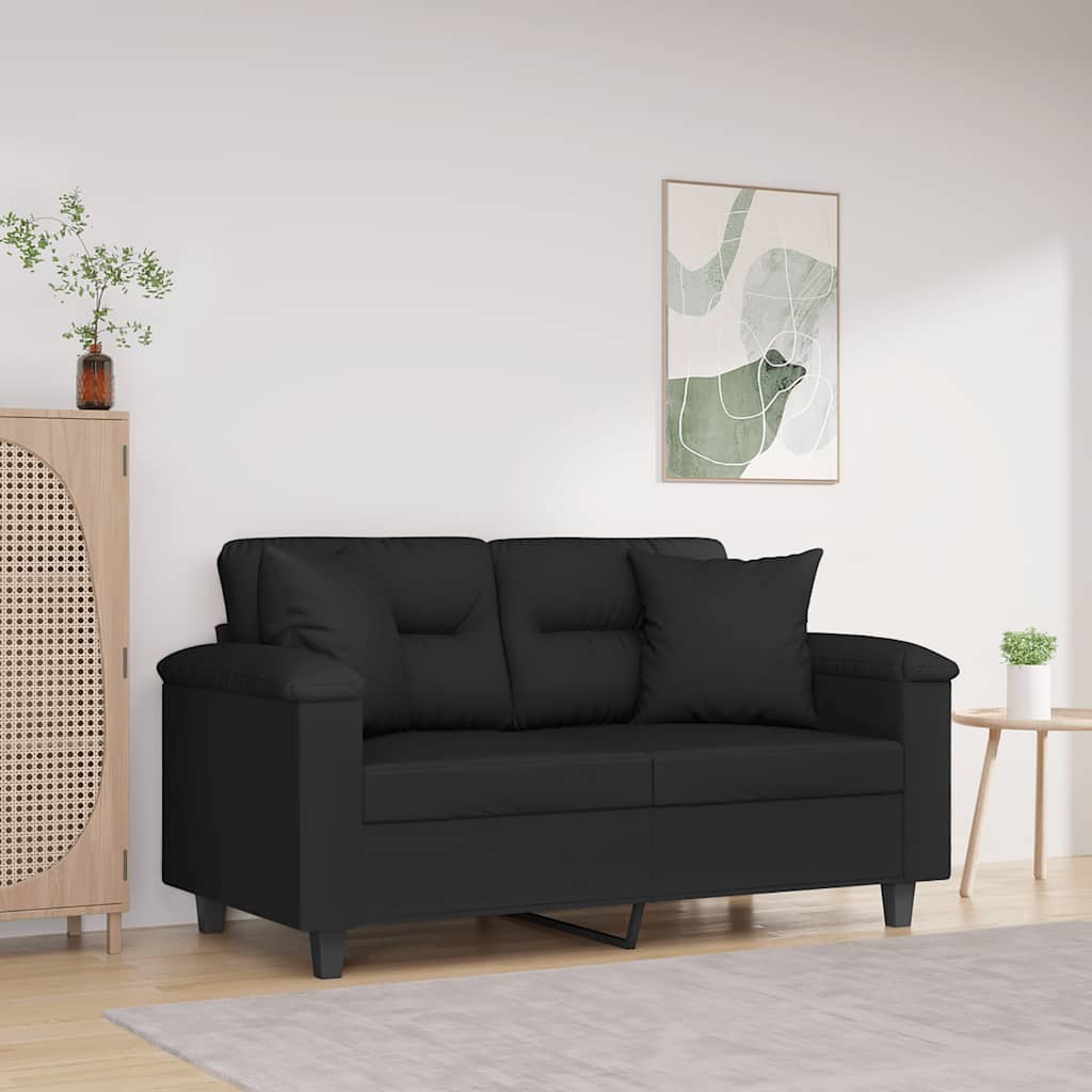 Personers Sofa Med Puder 120 Mikrofiberstof Sort