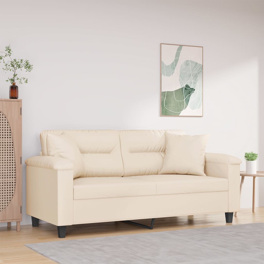 Personers Sofa Med Puder 140 Mikrofiberstof Beige