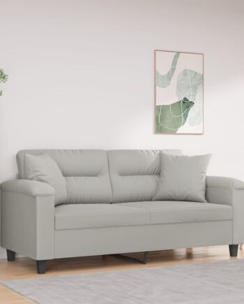 Personers Sofa Med Puder 140 Mikrofiberstof Lysegrå