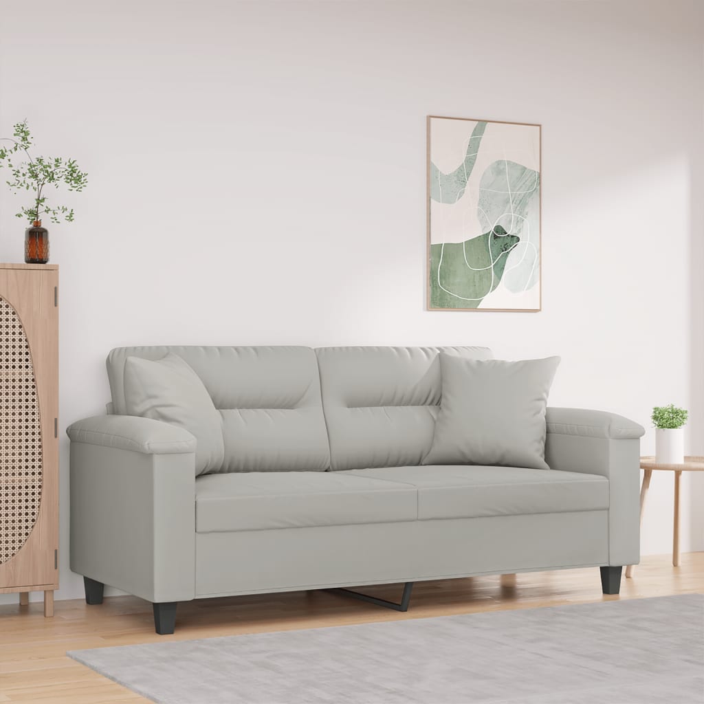 Personers Sofa Med Puder 140 Mikrofiberstof Lysegrå
