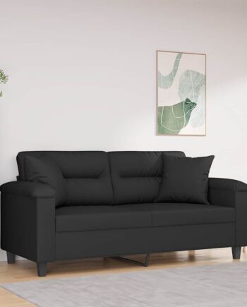 Personers Sofa Med Puder 140 Mikrofiberstof Sort