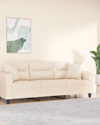Personers Sofa Med Puder 180 Mikrofiberstof Beige
