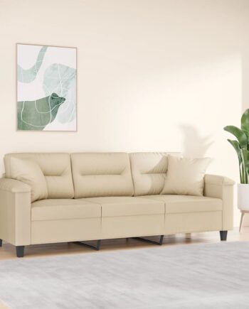 Personers Sofa Med Puder 180 Mikrofiberstof Cremefarvet
