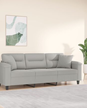 Personers Sofa Med Puder 180 Mikrofiberstof Lysegrå