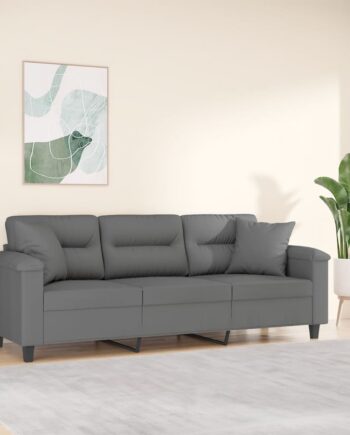 Personers Sofa Med Puder 180 Mikrofiberstof Mørkegrå