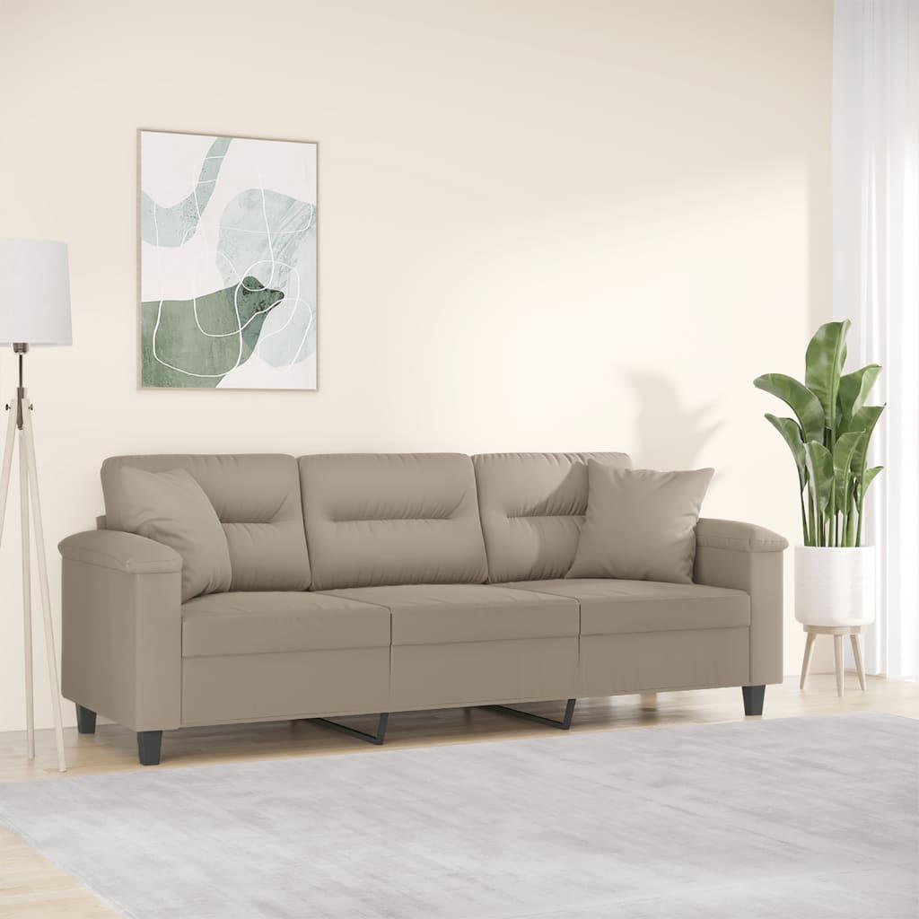 Personers Sofa Med Puder 210 Mikrofiber Gråbrun