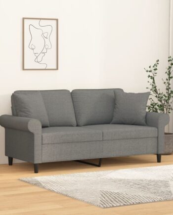 Personers Sofa Med Puder Hynder 140 Stof Mørkegrå