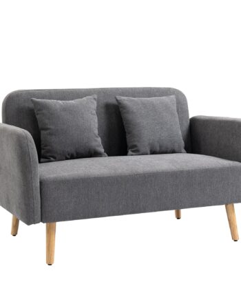 Personers Sofa Med Puder Lille Loveseat Med Fløjlstop Moderne Polstret Sofa Til Stue Soveværelse Lille Værelse Grå 130