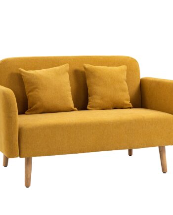 Personers Sofa Med Puder Lille Loveseat Med Fløjlstop Moderne Polstret Sofa Til Stue Soveværelse Lille Værelse Gul 130