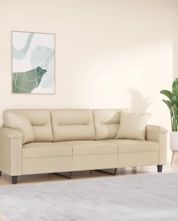 Personers Sofa Med Puder Mikrofiber Creme 210