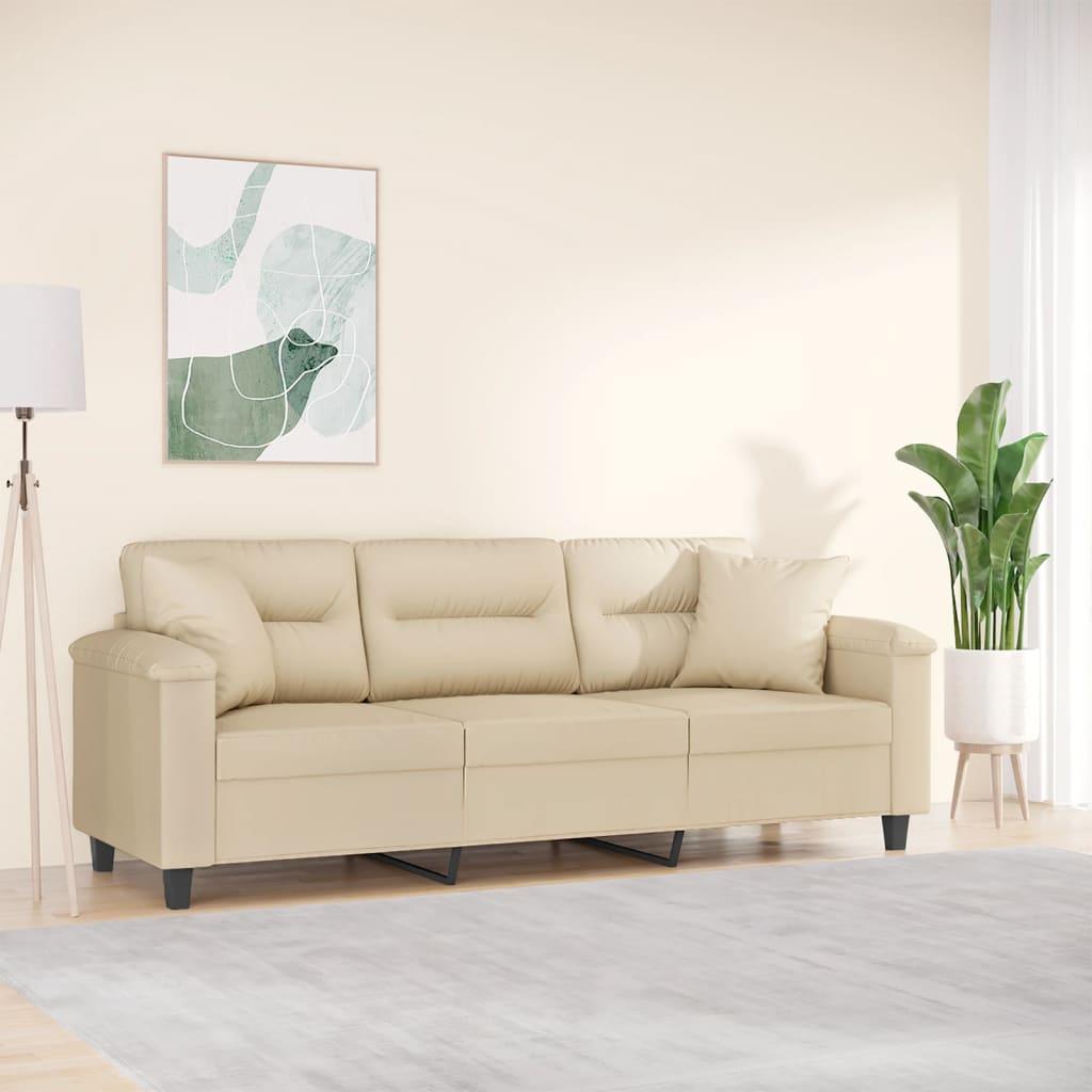 Personers Sofa Med Puder Mikrofiber Creme 210