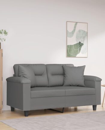 Personers Sofa Med Puder Mikrofiber Mørkegrå 120 Sædebredde