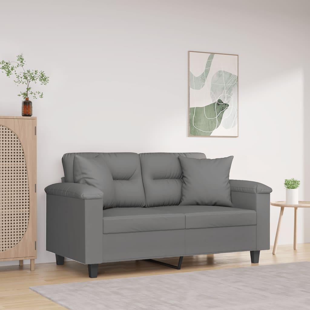 Personers Sofa Med Puder Mikrofiber Mørkegrå 120 Sædebredde