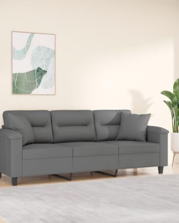Personers Sofa Med Puder Mikrofiber Mørkegrå 210