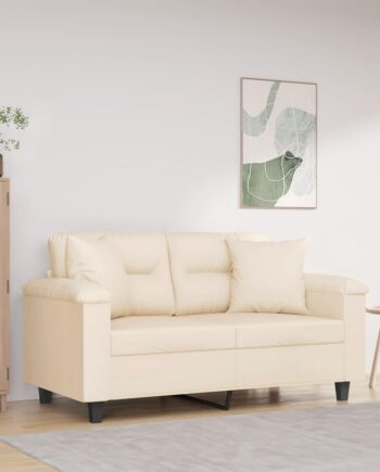 Personers Sofa Med Puder Mikrofiberstof Beige Sædebredde 120