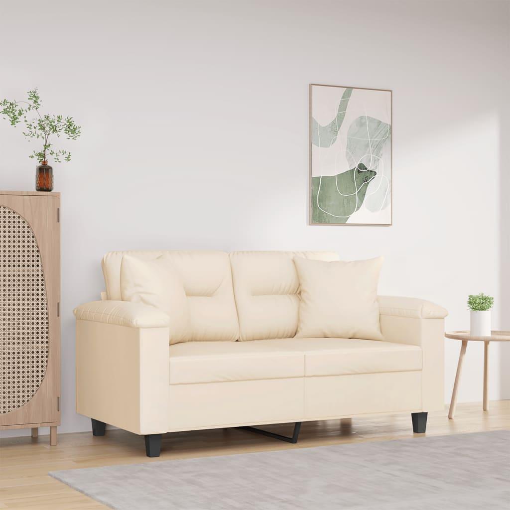 Personers Sofa Med Puder Mikrofiberstof Beige Sædebredde 120