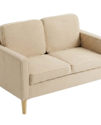 Personers Sofa Med Puder Opbevaringsplads Ben Massivt Træ Lille Moderne Loveseat Fløjlsbøjle 117 Beige