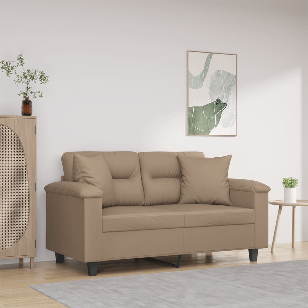 Personers Sofa Med Pyntepuder 120 Kunstlæder Cappuccino
