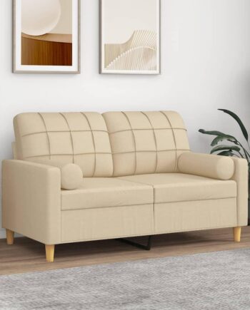 Personers Sofa Med Pyntepuder 120 Stof Cremefarvet