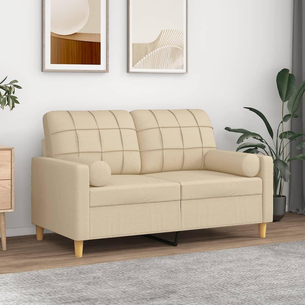 Personers Sofa Med Pyntepuder 120 Stof Cremefarvet