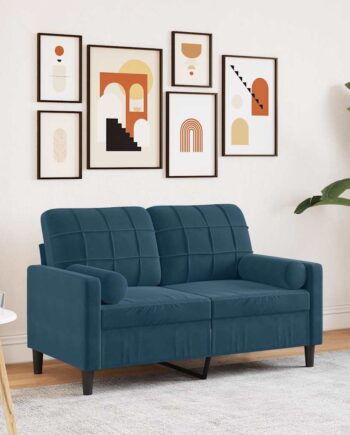 Personers Sofa Med Pyntepuder 120 Velour Blå