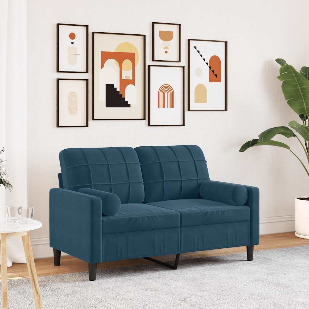 Personers Sofa Med Pyntepuder 120 Velour Blå