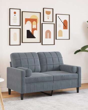 Personers Sofa Med Pyntepuder 120 Velour Mørkegrå