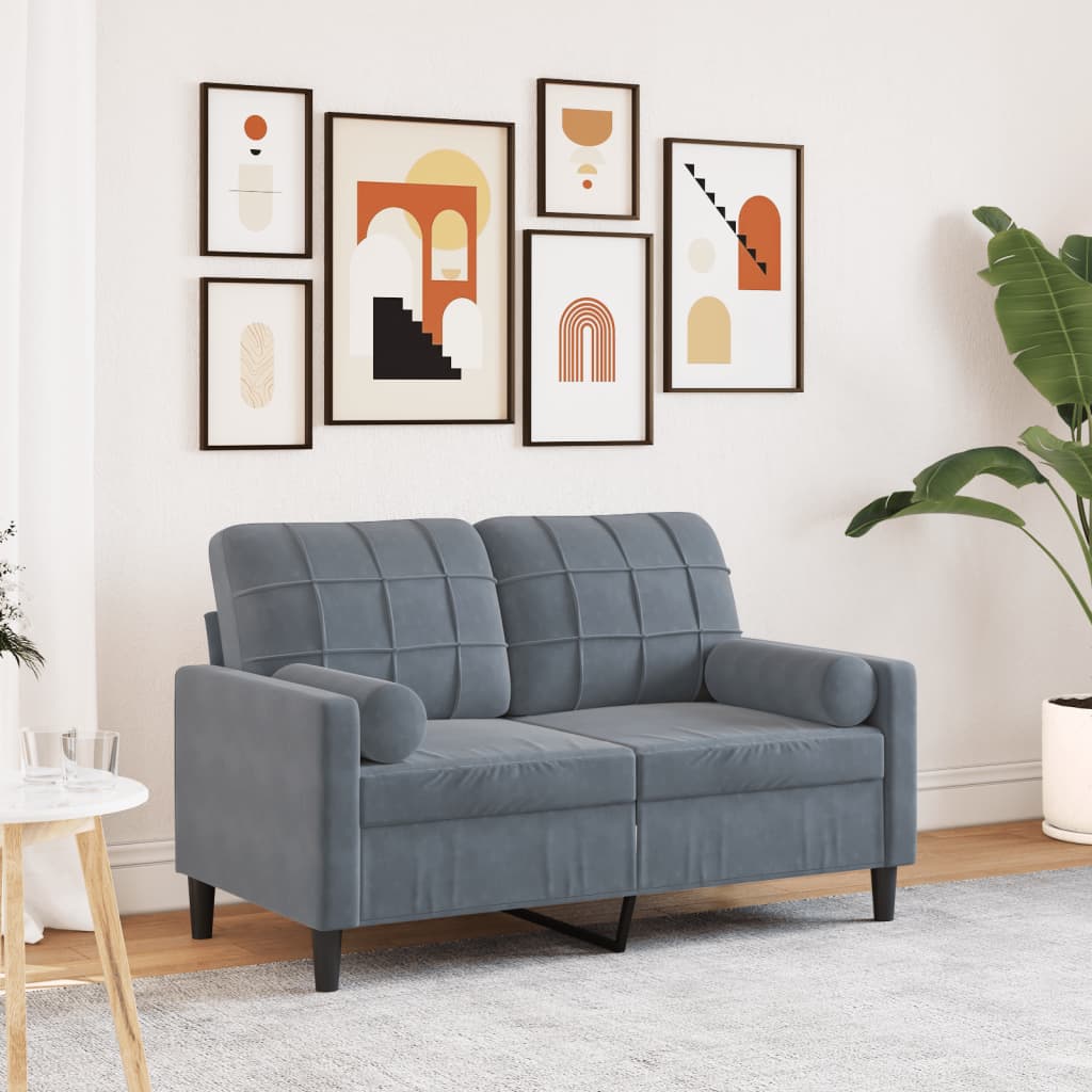 Personers Sofa Med Pyntepuder 120 Velour Mørkegrå