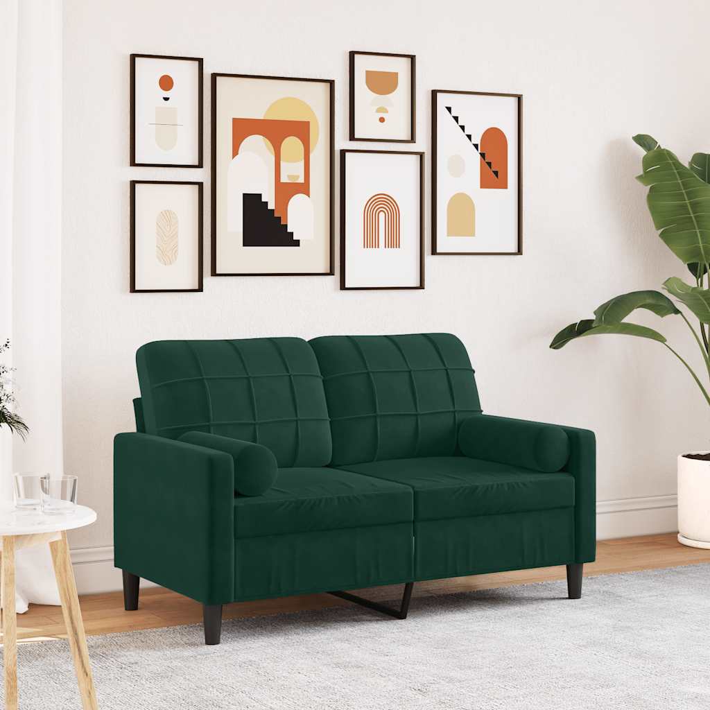 Personers Sofa Med Pyntepuder 120 Velour Mørkegrøn