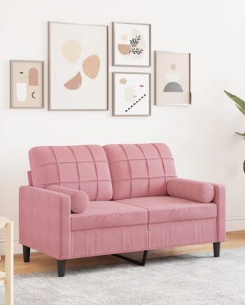 Personers Sofa Med Pyntepuder 120 Velour Pink