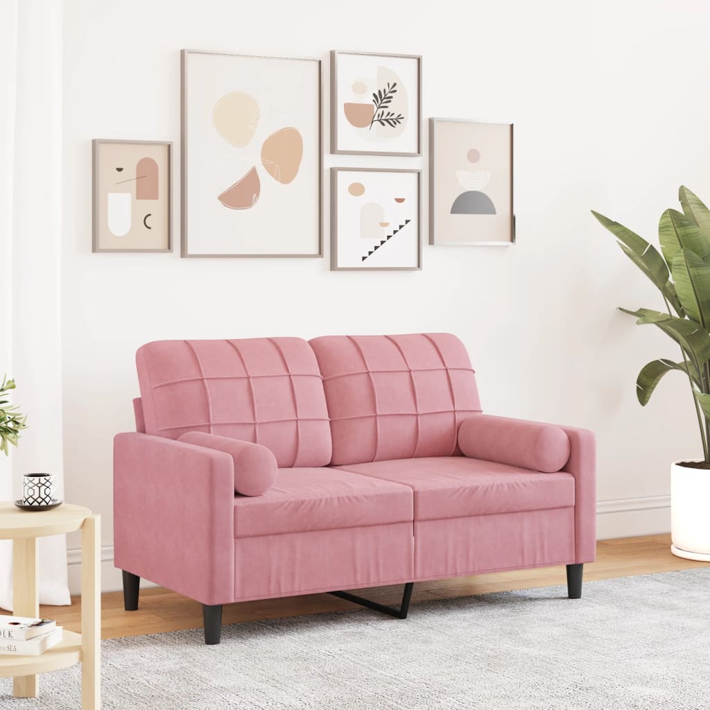 Personers Sofa Med Pyntepuder 120 Velour Pink
